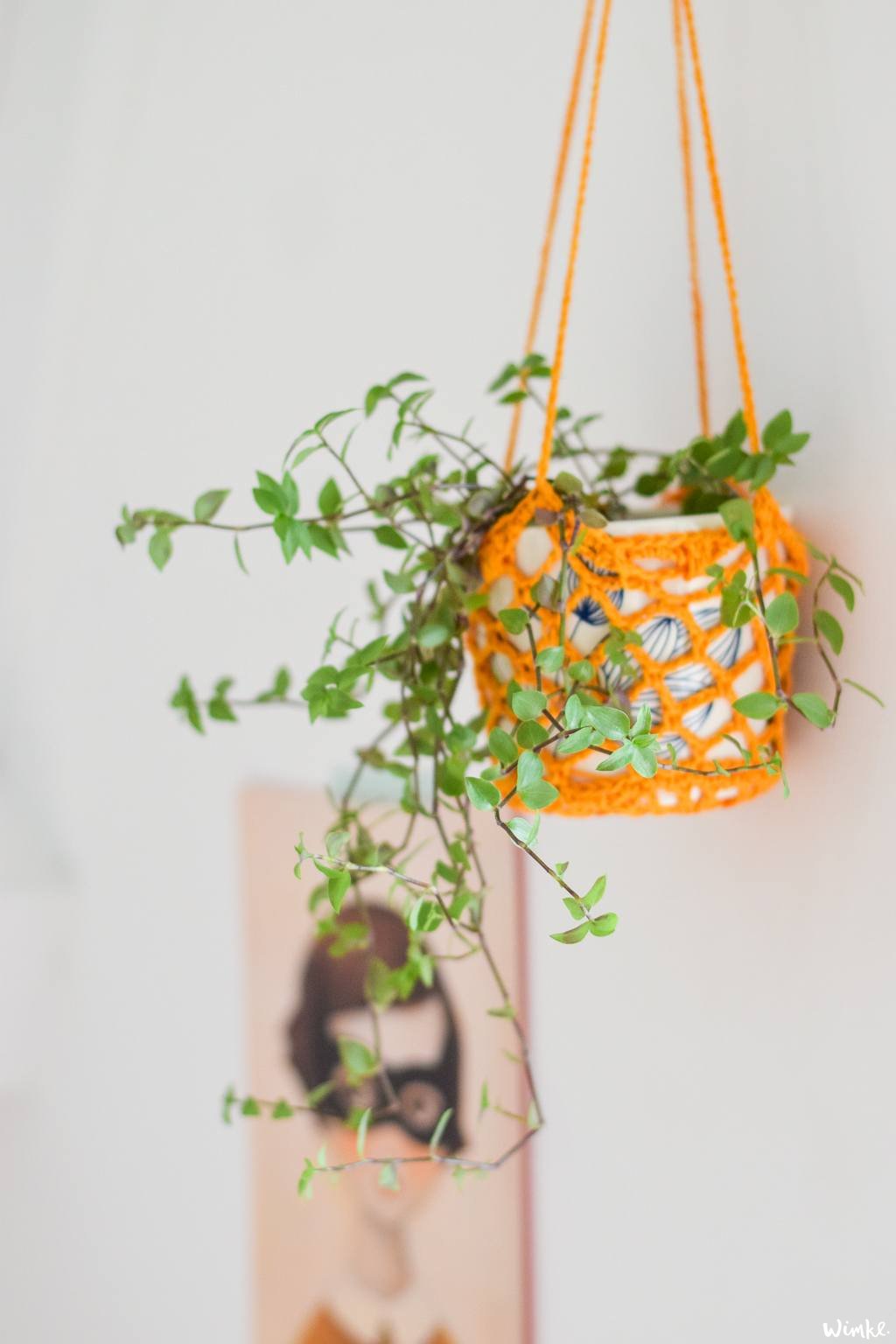 Stap voor stap uitleg hoe je een plantenhanger kan haken - www.wimke.nl